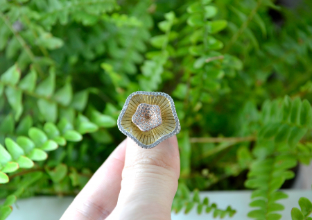 Inel argint vintage, email si cristale CZ, design floral [1]