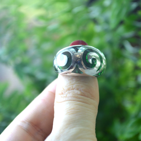 Inel argint vintage, email plique-a-jour verde A Vintage Collection [2]
