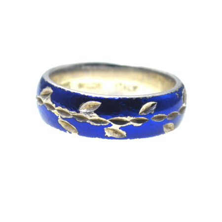 Inele argint - Inel argint vintage, email Royal Cobalt, semnat Milor A Vintage Collection