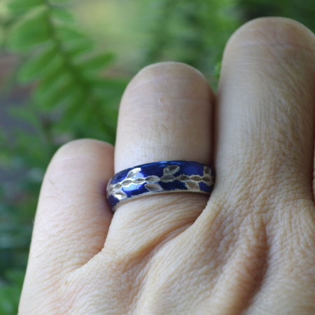 Inel argint vintage, email Royal Cobalt, semnat Milor A Vintage Collection [1]