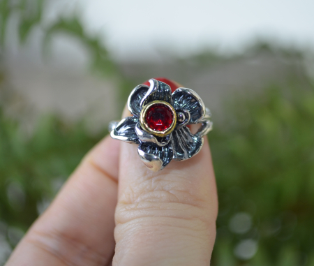 Inel argint vintage floral, granat A Vintage Collection [4]