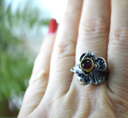 Inel argint vintage floral, granat A Vintage Collection [2]