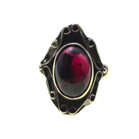 Inele argint - Inel argint vintage, granat cabochon, stil Neo-gotic A Vintage Collection