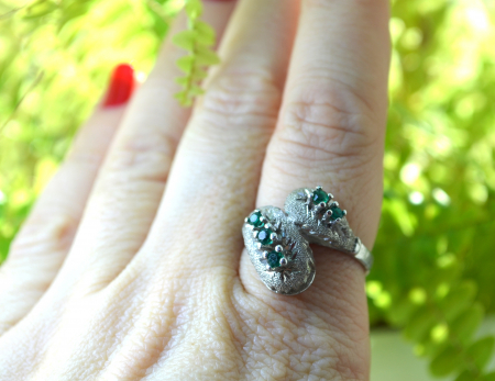Inel argint vintage, Green Crystal [1]