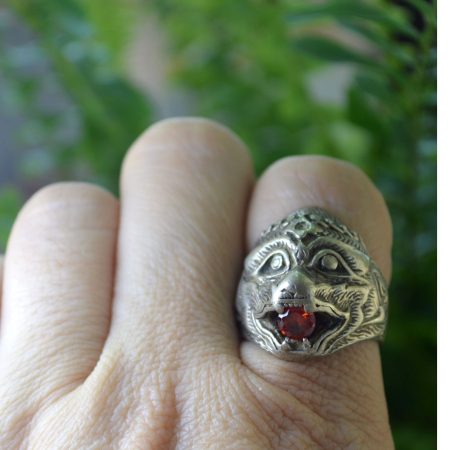 Inel argint vintage, Hanuman, Garnet Crystal A Vintage Collection [2]