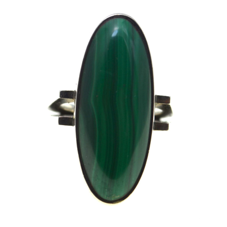 REDUCERI - Inel argint masiv vintage, malachit, design geometric A Vintage Collection