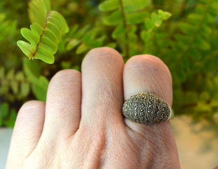 Inel argint vintage, marcasite, stil minimalist [3]