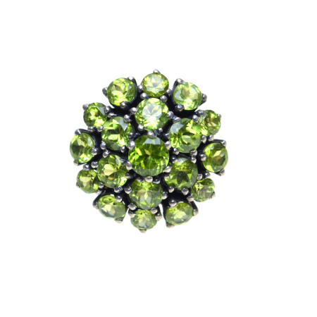 Pietre semipretioase si pretioase - Inel argint vintage, model Flower, peridot natural