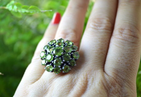 Inel argint vintage, model Flower, peridot natural [1]