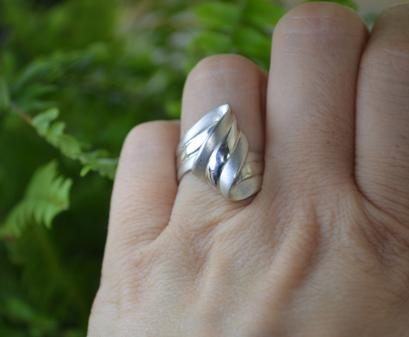 Inel argint vintage modernist, aspect Satin Finish [2]