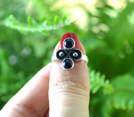 Inel argint vintage, onix negru, estetica modernista [3]