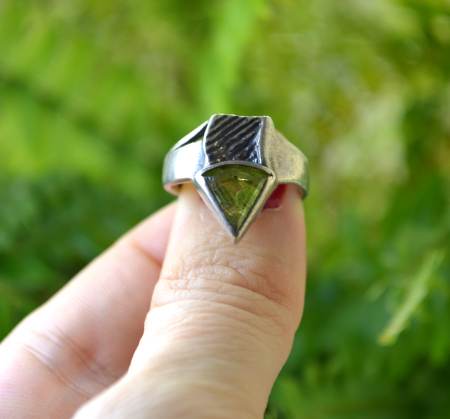 Inel argint vintage, Peridot, stil modernist [3]