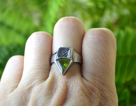 Inel argint vintage, Peridot, stil modernist [2]