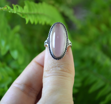 Inel argint vintage, Pink Quartz natural [3]