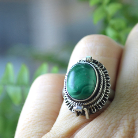 Inel argint vintage Poison Ring, Malachit natural A Vintage Collection [3]