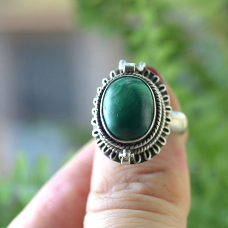 Inel argint vintage Poison Ring, Malachit natural A Vintage Collection [4]