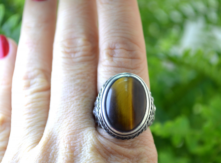 Inel argint vintage Poison Ring, Ochi de tigru [1]