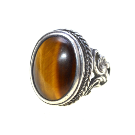 Inele argint - Inel argint vintage Poison Ring, Ochi de tigru