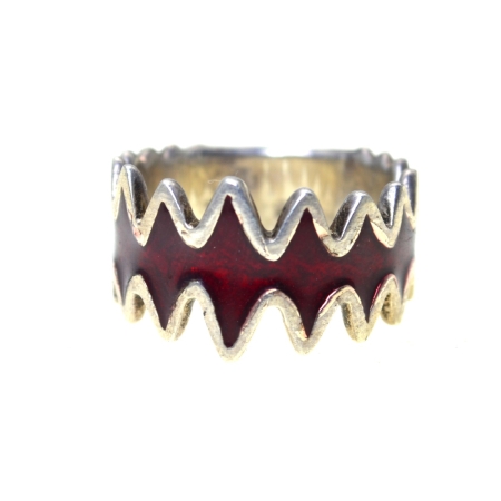 Inele argint - Inel argint vintage, Red Enamel