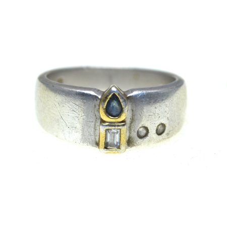 Inel argint vintage, Safir natural si Rock Crystals [0]