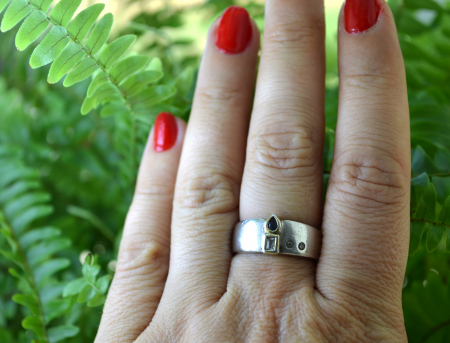 Inel argint vintage, Safir natural si Rock Crystals [1]