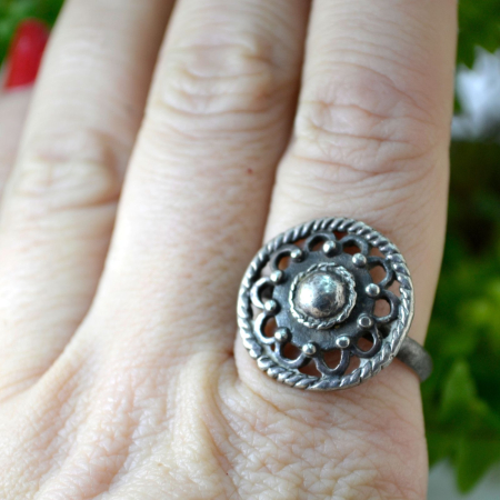 Inel argint vintage design etnic simbolistica solara [2]