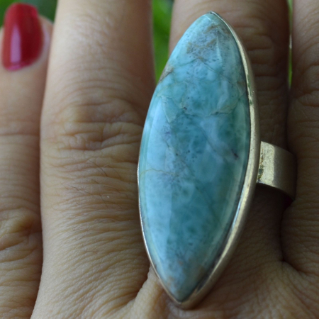 Inel argint vintage statement, Larimar natural A Vintage Collection [3]