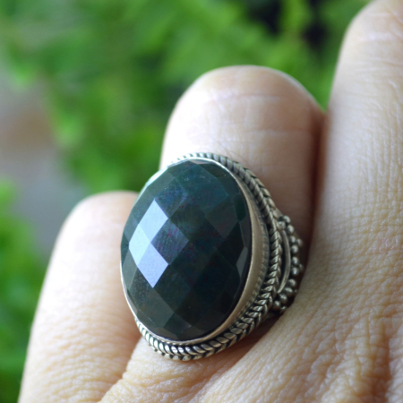 Inel argint vintage statement, Onix verde fatetat A Vintage Collection [2]