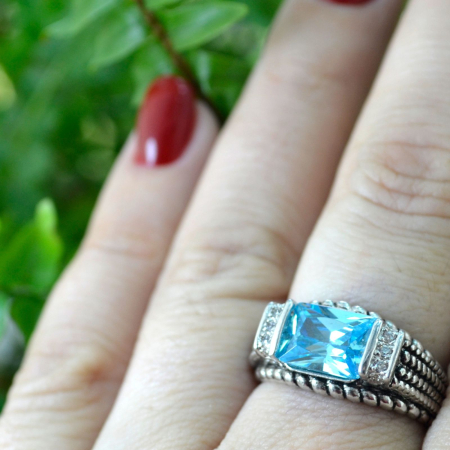 Inel argint vintage, Topaz Crystal Cubic Zirconia [2]