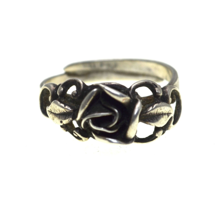 REDUCERI - Inel argint vintage trandafir Biedermeier, semnat Teka A Vintage Collection