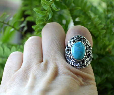 Inel argint vintage Yogya, turcoaz natural [2]