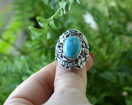 Inel argint vintage Yogya, turcoaz natural [3]