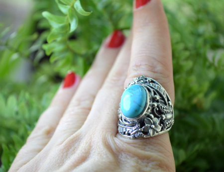 Inel argint vintage Yogya, turcoaz natural [1]