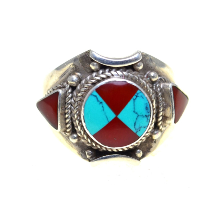 REDUCERI - Inel argint Zuni, inlay turcoaz si carneol  A Vintage Collection