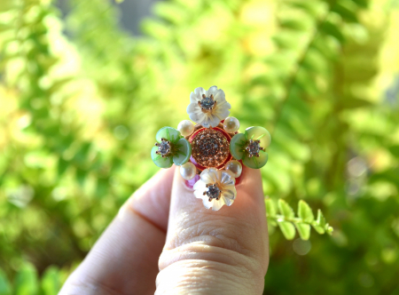 Inel din argint aurit, perlute, sidef si cristale CZ [3]