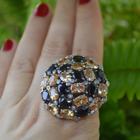 Inel din argint vintage statement, Cristale Cubic Zirconia [2]