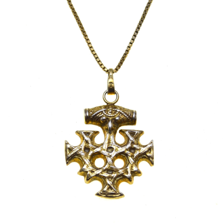 Coliere si lanturi argint - Lant argint aurit cu pandant viking Ciocanul lui Thor