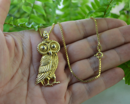 Lant argint aurit cu pandantiv argint vermeil, model Bufnita [1]