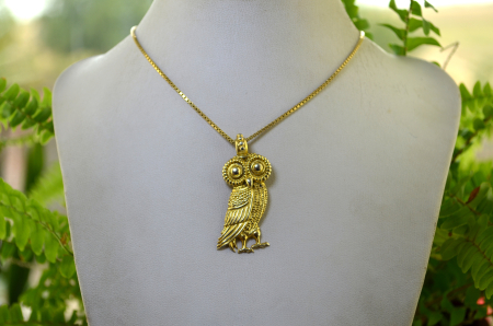 Lant argint aurit cu pandantiv argint vermeil, model Bufnita [3]