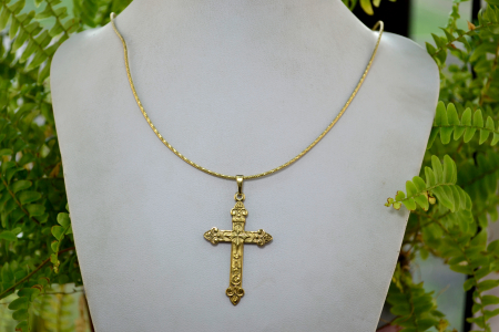 Lant argint aurit Rope cu pandant cruce argint aurit vermeil art Nouveau [1]