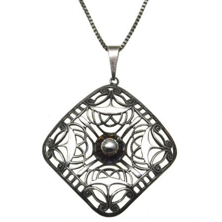 Coliere si lanturi argint - Lant argint baza gatului pandant argint Mid-Century semnat atelier german georg kramer