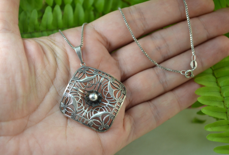 Lant argint baza gatului pandant argint Mid-Century semnat atelier german georg kramer [1]