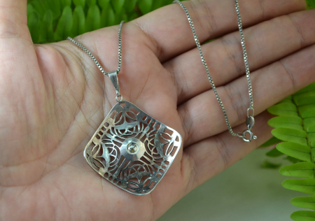 Lant argint baza gatului pandant argint Mid-Century semnat atelier german georg kramer [2]