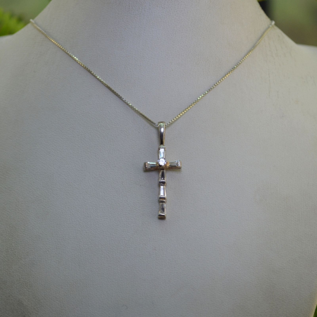 Lant argint cruce argint, cristale CZ Baguette [3]