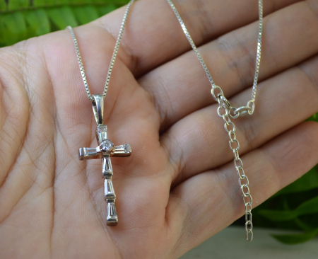 Lant argint cruce argint, cristale CZ Baguette [1]