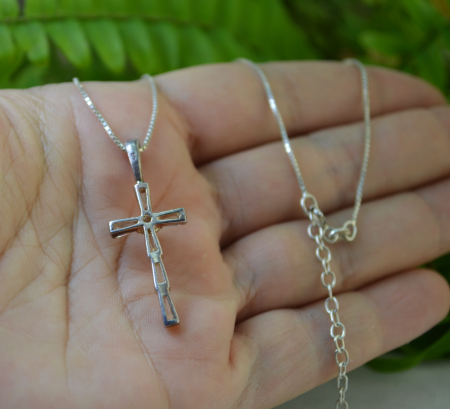 Lant argint cruce argint, cristale CZ Baguette [2]