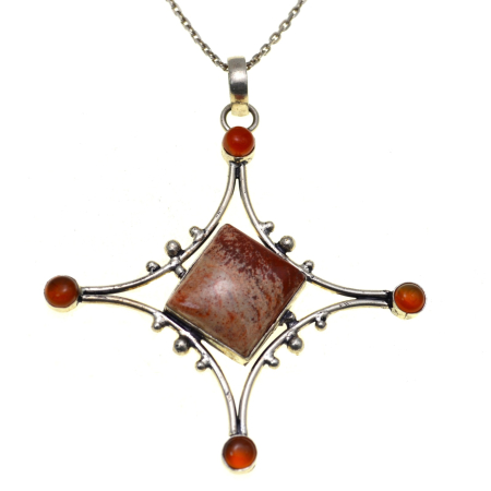 Coliere si lanturi argint - Lant argint cruce argint, Jasp si Carneol