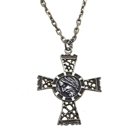 Coliere si lanturi argint - Lant argint cruce argint masiv vintage, semnata Sacchetti