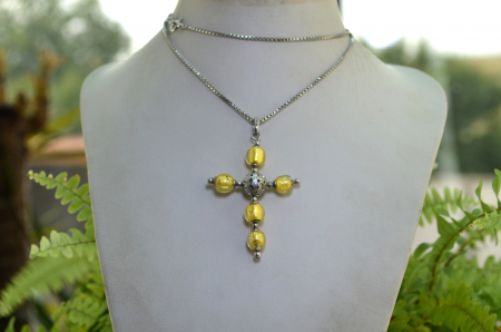 Lant argint cruce argint Murano Glass Gold Foil [2]