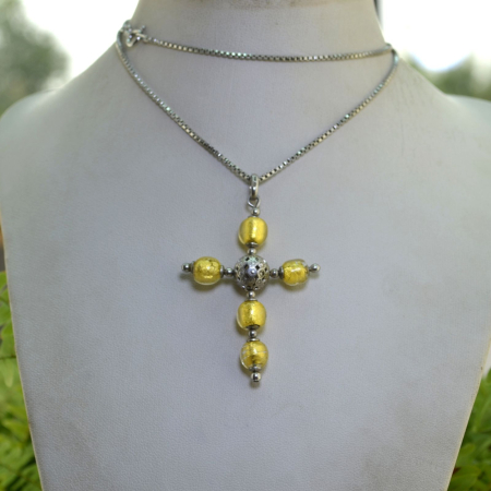 Lant argint cruce argint Murano Glass Gold Foil [3]